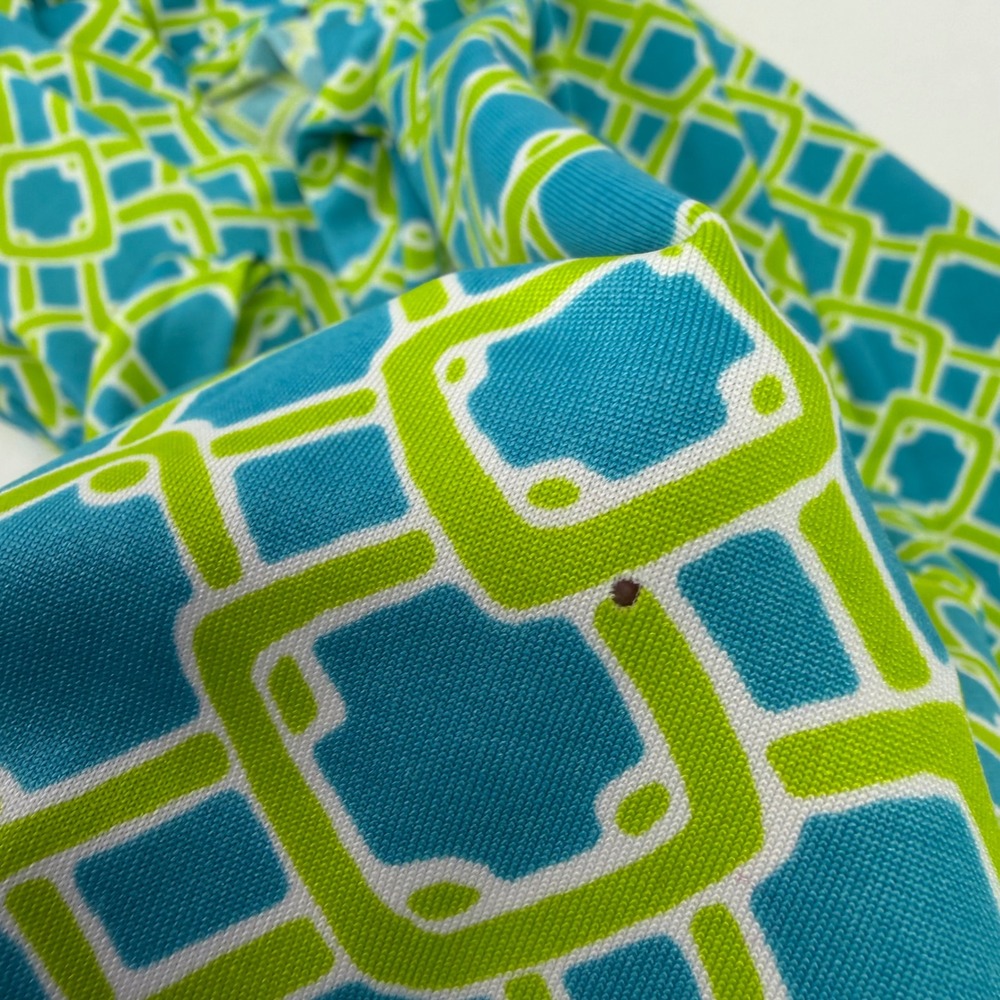 Julie Brown Womens Dress Geometric Wrap Blue Green V-Neck Mid Length Sz M Career - Picture 8 of 12